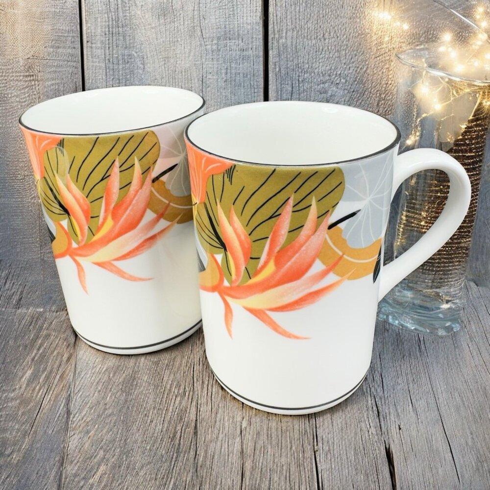 Saint James Super Strong China Porcelain Coffee Mug Cup Set‎ 2 Mugs Cups Floral